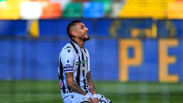 Udine (Italy), 05/03/2022.- Udinese's Roberto Pereyra reacts during the Italian Serie A soccer match between Udinese Calcio and UC Sampdoria in Udine, Italy, 05 March 2022. (Italia) EFE/EPA/ALESSIO MARINI
