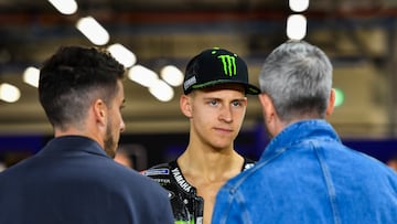 Doha (Qatar), 07/03/2024.- French MotoGP rider Fabio Quartararo of Monster Energy Yamaha MotoGP attends a photo session at the Motorcycling Grand Prix of Qatar at the Losail International Circuit in Doha, Qatar, 07 March 2024. The 2024 MotoGP World Championship season's first race will be held at Losail International Circuit on 10 March. (Motociclismo, Ciclismo, Catar) EFE/EPA/NOUSHAD THEKKAYIL
