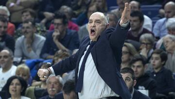 Pablo Laso, durante el partido de la Copa del Rey que ha enfrentado al Real Madrid y al Bilbao Basket