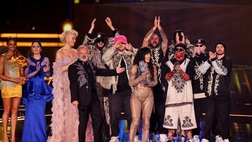 Loreen from Sweden appears on stage after winning the 2023 Eurovision Song Contest in Liverpool, Britain, May 14, 2023. REUTERS/Phil Noble