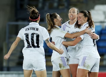 Caroline Weir celebrates scoring against Chelsea.