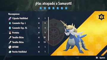 pokemon escarlata purpura teraincursion samurott teratipo bicho 7 estrellas