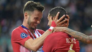 Koke y Sa&uacute;l celebran un gol. 