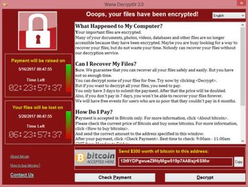 La temida pantalla de Wannacry