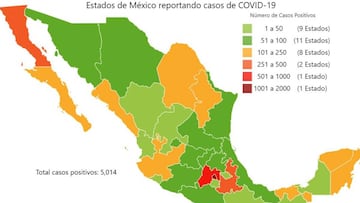 Mapa y casos de coronavirus en M&eacute;xico por estados hoy 13 de abril