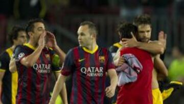 Partido de Champions League entre Barcelona y Atlético de Madrid.