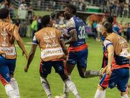 Alianza FC celebra un gol en Liga BetPlay.