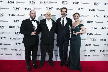 Greg Nobile, Alfred Uhry, Jason Robert Brown and Kristin Caskey pose with the award for Best Revival of a Musical for "Parade" at the 76th Annual Tony Awards in New York City, U.S., June 11, 2023. REUTERS/Amr Alfiky