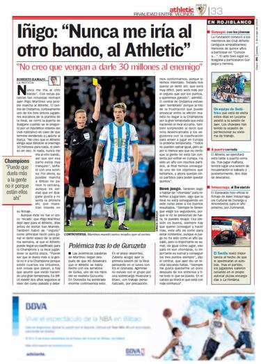 Íñigo Martínez se desdice: del "nunca me iría al otro bando" a fichar por el Athletic