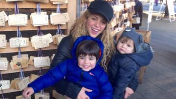 Shakira con sus hijos Milan y Sasha.  Foto Instagram