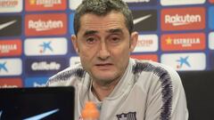 Ernesto Valverde, entrenador del Barcelona, en rueda de prensa antes de visitar al Betis.