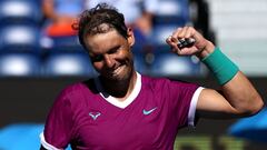 Tennis - Australian Open - Melbourne Park, Melbourne, Australia - January 23, 2022 Spain's Rafael Nadal celebrates winning his fourth round match against France's Adrian Mannarino REUTERS/Loren Elliott