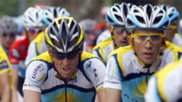 <b>TOUR DE FRANCIA </b>Lance Armstrong y Alberto Contador, durante la sexta etapa.