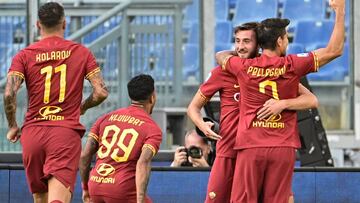 Cristante celebra el 1-0 en el Roma-Sassuolo