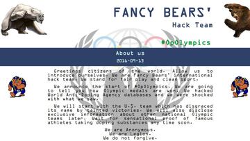 Imagen de la portada de la web de Fancy Bear.