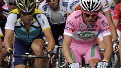 Lance Armstrong y Danilo di Luca, en el Giro de Italia de 2009, donde el italiano dio positivo con EPO CERA.