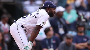 SEATTLE, WASHINGTON - JULY 10: Randy Arozarena #56 of the Tampa Bay Rays reacts during the T-Mobile Home Run Derby at T-Mobile Park on July 10, 2023 in Seattle, Washington.   Steph Chambers/Getty Images/AFP (Photo by Steph Chambers / GETTY IMAGES NORTH AMERICA / Getty Images via AFP)