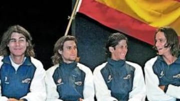 <b>EN BARCELONA. </b>Nadal, Ferrer, Verdasco y Feliciano.
