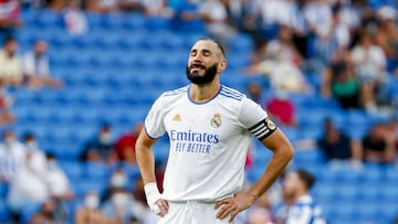 03/10/21 PARTIDO PRIMERA DIVISION 
 RCD ESPANYOL  -  REAL MADRID 
 BENZEMA TRISTEZA 