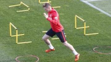 Torres, durante el entrenamiento.