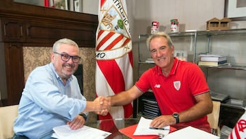 Ercoreca, presidente de la Fundación, con Goikoetxea en Ibaigane