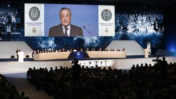 Florentino, durante la Asamblea del Real Madrid.