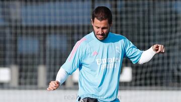 Hazard, durante el entrenamiento del Real Madrid.