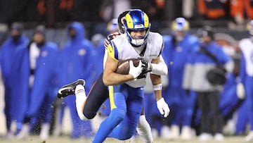 CHICAGO, ILLINOIS - JANUARY 18: Puka Nacua #12 of the Los Angeles Rams is tackled by Tyrique Stevenson #29 of the Chicago Bears during the fourth quarter in the NFC Divisional Playoffs at Soldier Field on January 18, 2026 in Chicago, Illinois. Michael Reaves/Getty Images/AFP (Photo by Michael Reaves / GETTY IMAGES NORTH AMERICA / Getty Images via AFP)