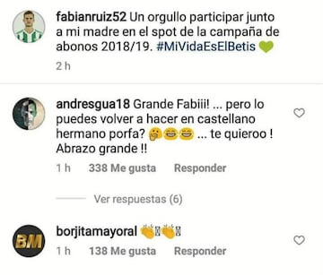 La respuesta de Borja Mayoral a Fabián en Instagram.