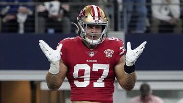 El defensive end Nick Bosa sufri&oacute; una conmoci&oacute;n durante el partido de la Wild Card Round contra los Dallas Cowboys y est&aacute; cerca de superar los protocolos.