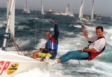 En imagen, durante la competición femenina de vela de 470 donde Guerra y Zabell consiguieron el oro. 