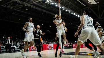 BOLOGNA, ITALY - MARCH 24: Dzanan Musa #31 of Real Madrid in action during the 2022-23 Turkish Airlines EuroLeague Regular Season Round 30 game between Virtus Segafredo Bologna and Real Madrid at Virtus Segafredo Arena on March 24, 2023 in Bologna, Italy. (Photo by Roberto Finizio/Getty Images)