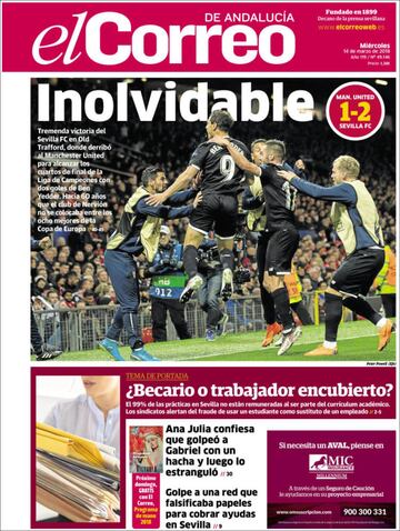 El Correo de Sevilla califica la gesta del equipo español como "Inolvidable".