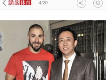 Xu Jianyin, dueño del Guangzhou Evergrande junto a Benzema.