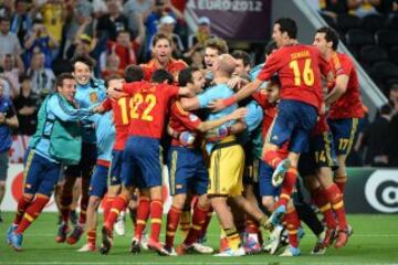Eurocopa 2012. Partido Portugal-Espa?a. Semifinal. La Selecci車n gan車 a los portugueses en la tanda de penaltis.