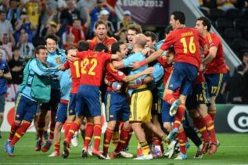 Eurocopa 2012. Partido Portugal-España. Semifinal. La Selección ganó a los portugueses en la tanda de penaltis. 