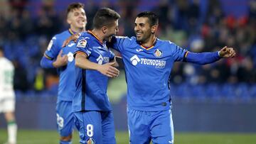 &Aacute;ngel celebra uno de sus goles ante el C&oacute;rdoba.