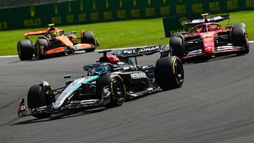 Mercedes' British driver George Russell drives during the Formula One Belgian Grand Prix at the Spa-Francorchamps Circuit in Spa on July 28, 2024. (Photo by JOHN THYS / AFP)