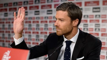 Xabi Alonso, en la sala de prensa del Santiago Bernabéu.