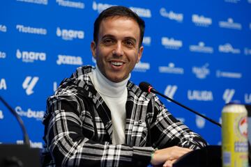 Borja Jiménez durante una rueda de prensa con el Leganés. 