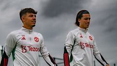 Marc Jurado y Álvaro Fernández, durante un entrenamiento reciente con el United.