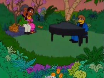 Temporada 10, capítulo 217, "I'm with cupid". Apu quiere sorprender a Manjula por San Valentín y todas sus sorpresas culminan con un concierto privado del cantante británico. También apareció más tarde en un capítulo de la temporada 22.