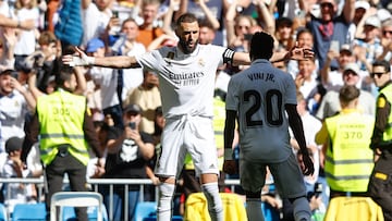 Benzema y Vinicius, en el Real Madrid - Valladolid.