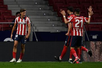 1-1. Marcos Llorente celebró el tanto del empate de los colchoneros.