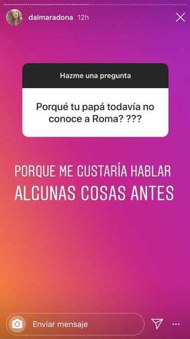 Dalma Maradona dijo que se reencontrará con Diego y el 10 conocerá a Roma