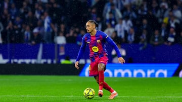 Raphinha, en el partido contra el Espanyol.