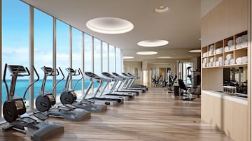 Tales como un extenso gimnasio privado, en el piso 33 de la torre, con vista a las playas de Miami. 