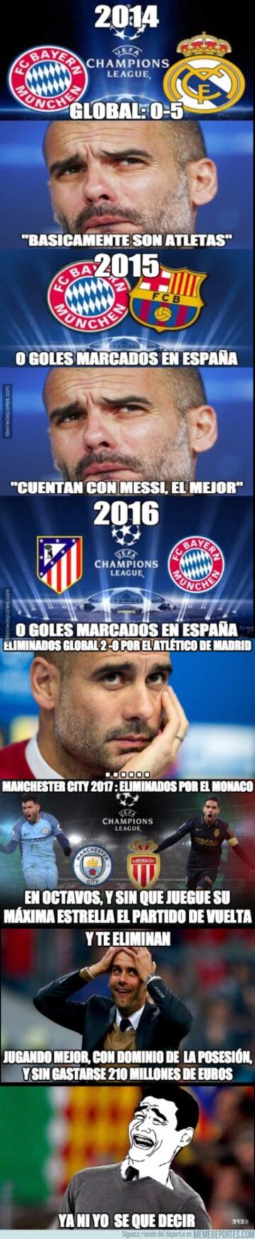 Guardiola en el blanco de los memes del Mónaco-M.City