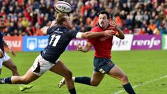 Imagen de un partido de la selecci&oacute;n espa&ntilde;ola de rugby masculino con el patrocinio de Renfe.