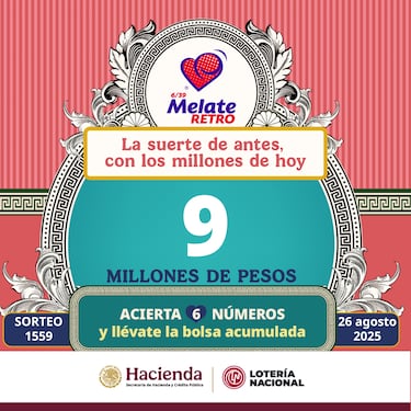 Resultados Melate Retro: números que cayeron hoy y premios del sorteo 1559 | 26 de agosto del 2025